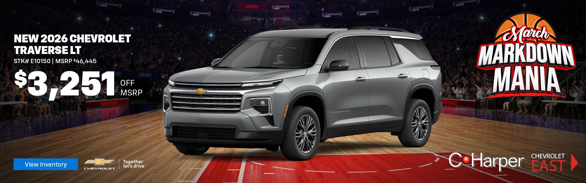 Save up to $3,251 off MSRP on a new 2026 Chevy Traverse